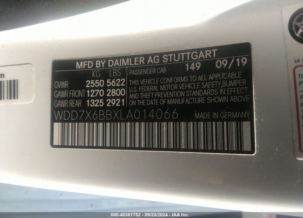 2020 MERCEDES-BENZ AMG GT 53 4-DOOR COUPE VIN: WDD7X6BBXLA014066
