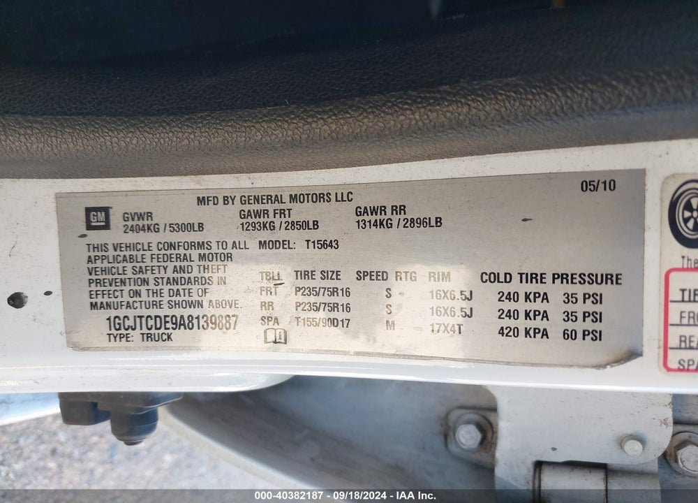2010 CHEVROLET COLORADO 1LT VIN: 1GCJTCDE9A8139887