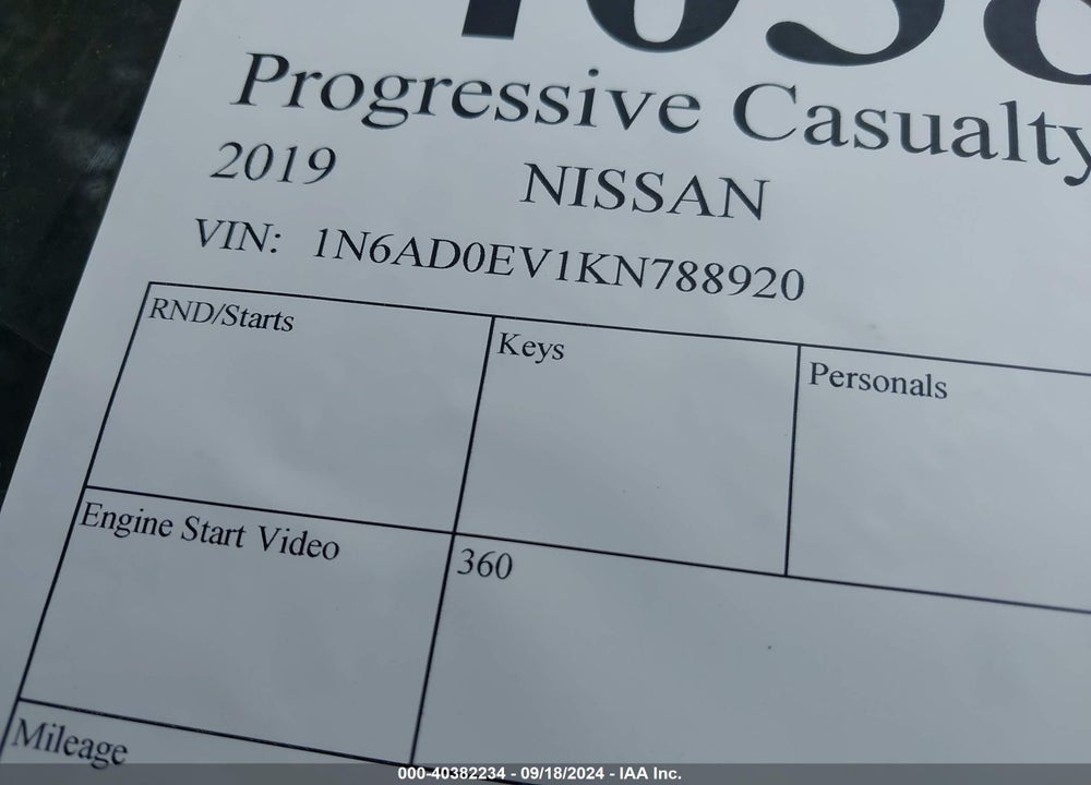 2019 NISSAN FRONTIER SV VIN: 1N6AD0EV1KN788920