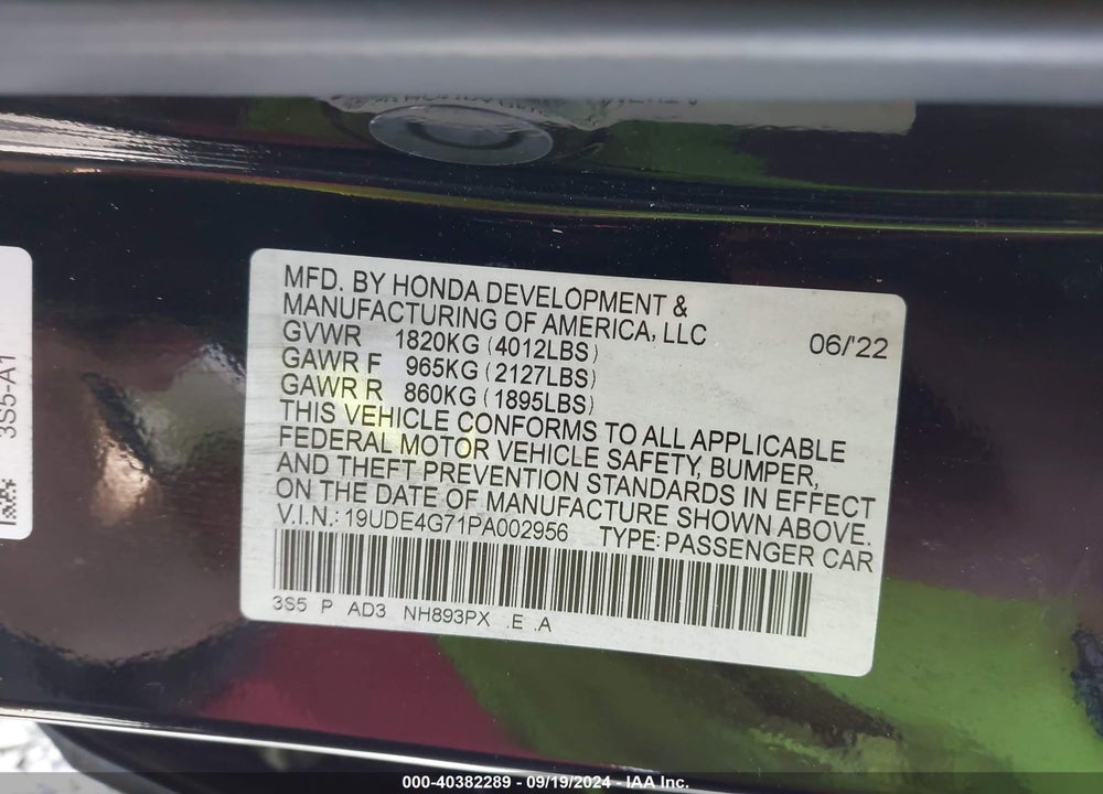2023 ACURA INTEGRA A-SPEC W/ TECHNOLOGY VIN: 19UDE4G71PA002956