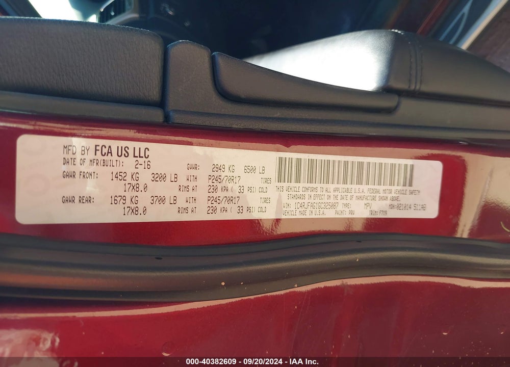 2016 JEEP GRAND CHEROKEE LAREDO VIN: 1C4RJFAG1GC325087