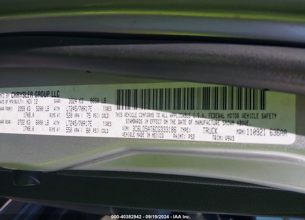 2012 RAM 2500 ST VIN: 3C6LD5AT6CG333186