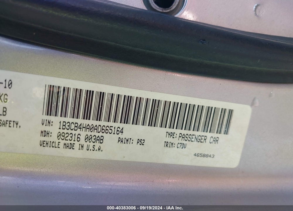 2010 DODGE CALIBER SXT VIN: 1B3CB4HA0AD665164