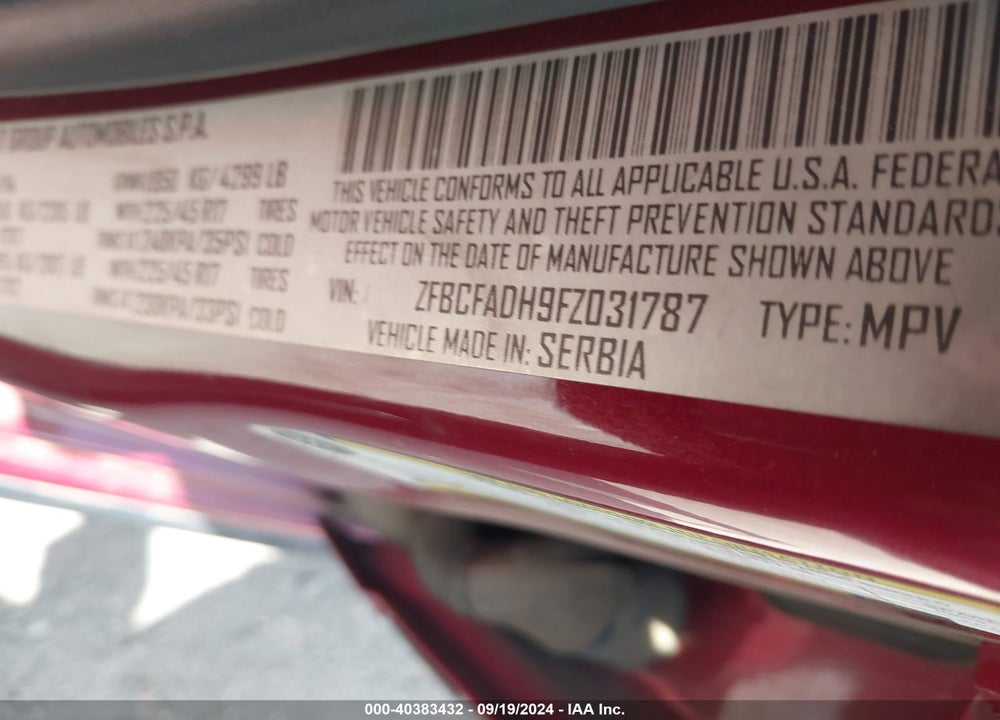2015 FIAT 500L URBANA TREKKING VIN: ZFBCFADH9FZ031787
