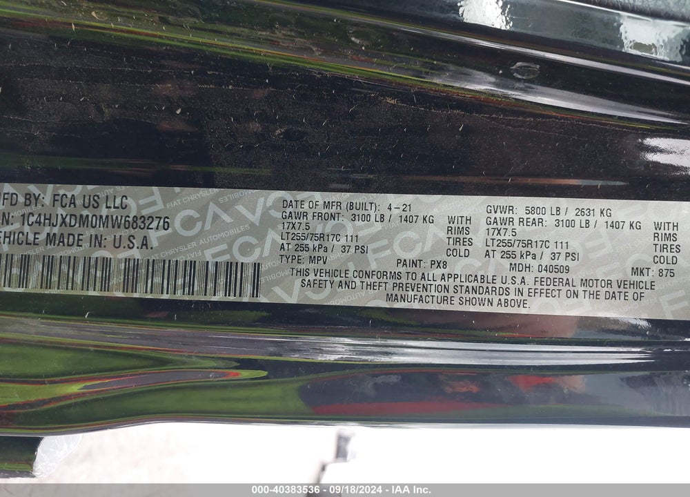 2021 JEEP WRANGLER UNLIMITED WILLYS 4X4 VIN: 1C4HJXDM0MW683276