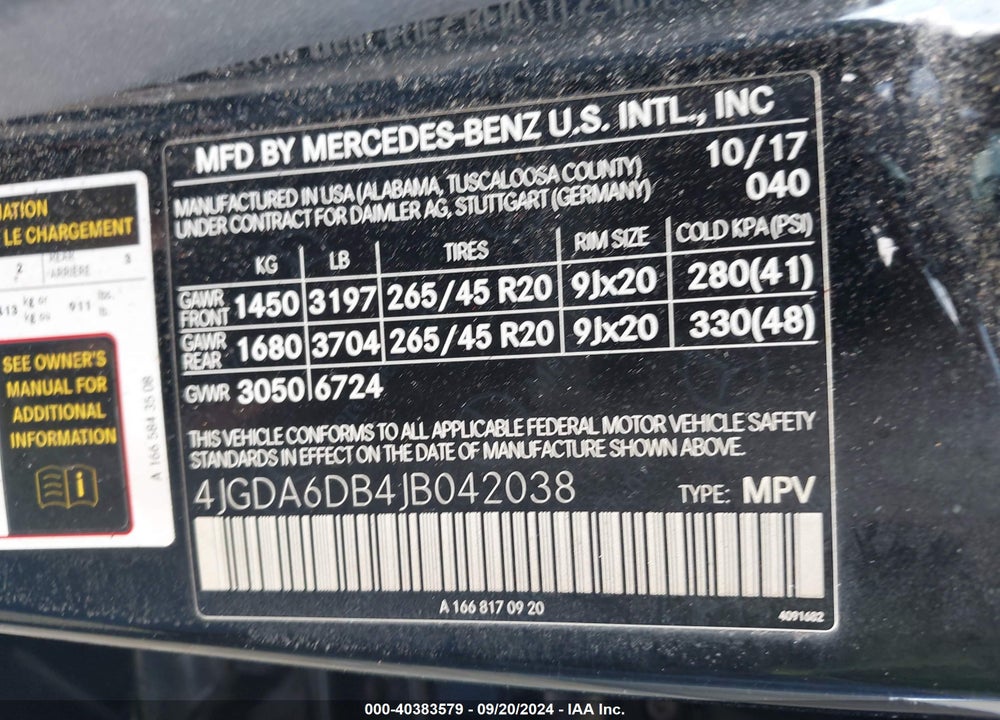 2018 MERCEDES-BENZ GLE 550E PLUG-IN HYBRID 4MATIC VIN: 4JGDA6DB4JB042038