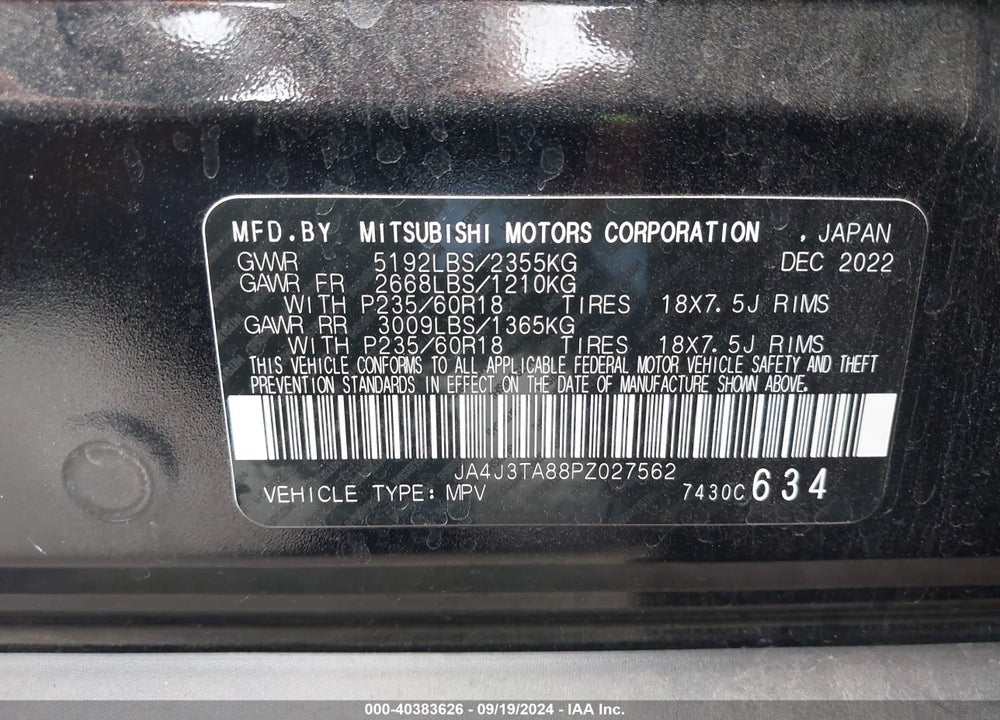 2023 MITSUBISHI OUTLANDER ES 2.5 2WD VIN: JA4J3TA88PZ027562