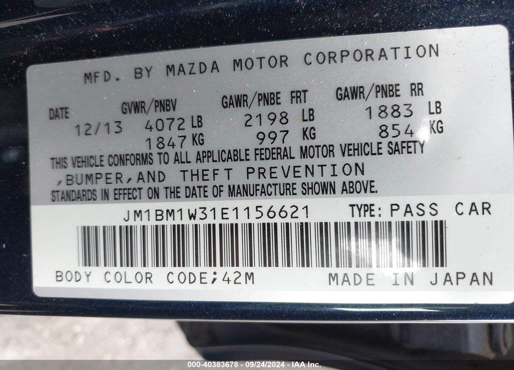 2014 MAZDA 3 S GRAND TOURING VIN: JM1BM1W31E1156621