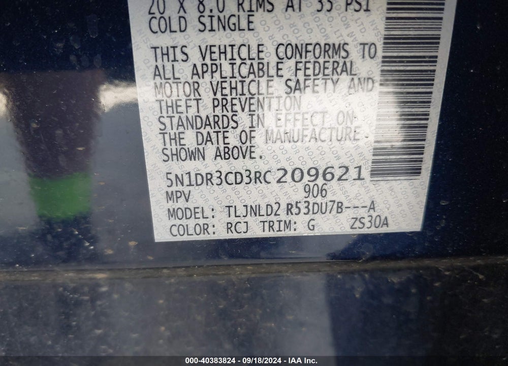 2024 NISSAN PATHFINDER SL 4WD VIN: 5N1DR3CD3RC209621