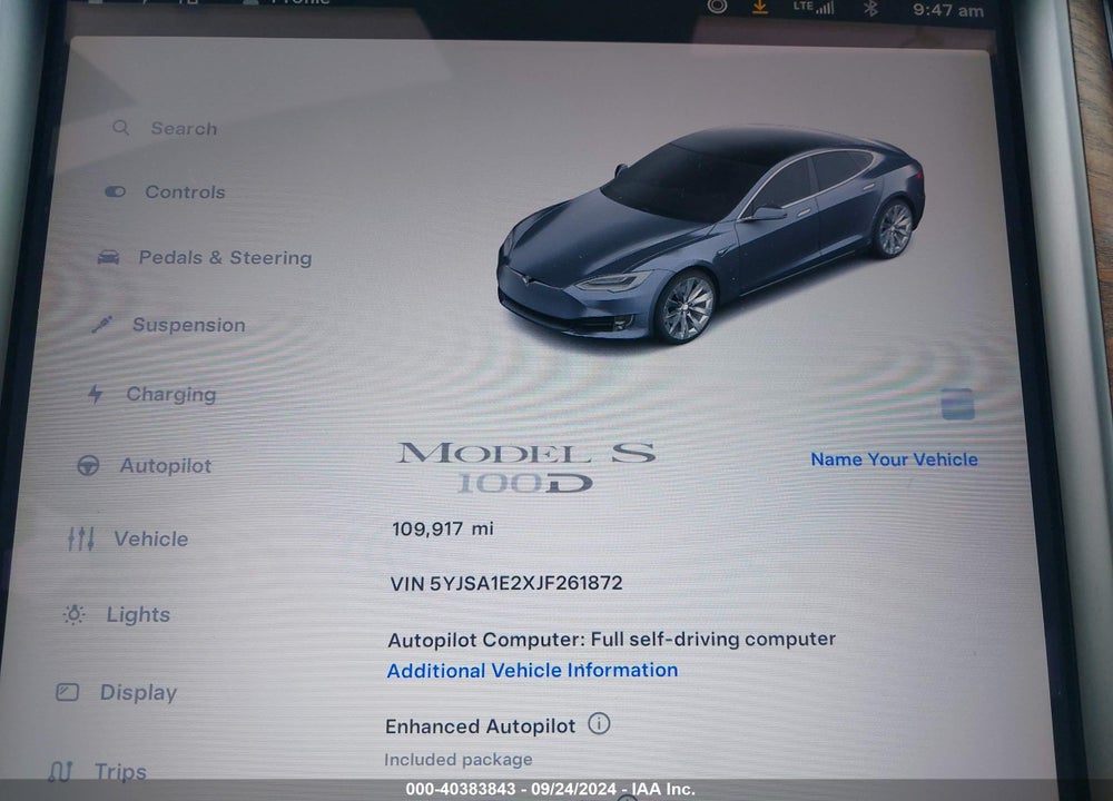 2018 TESLA MODEL S VIN: 5YJSA1E2XJF261872