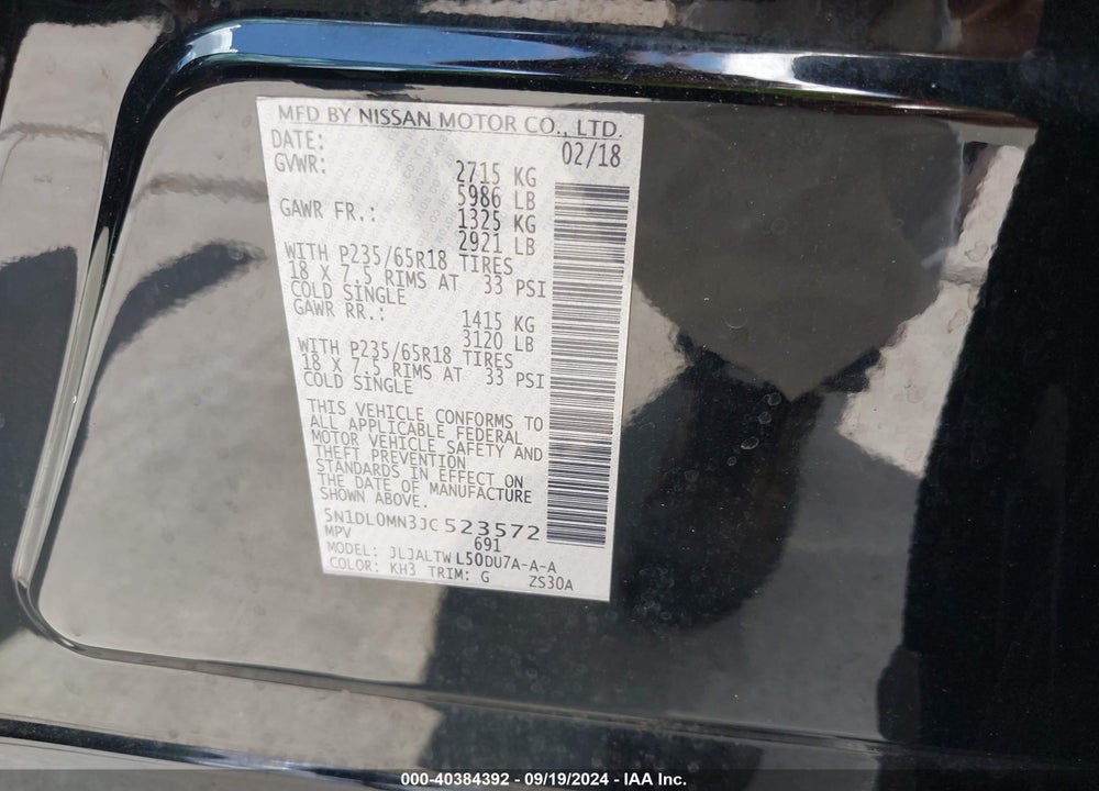 2018 INFINITI QX60 VIN: 5N1DL0MN3JC523572