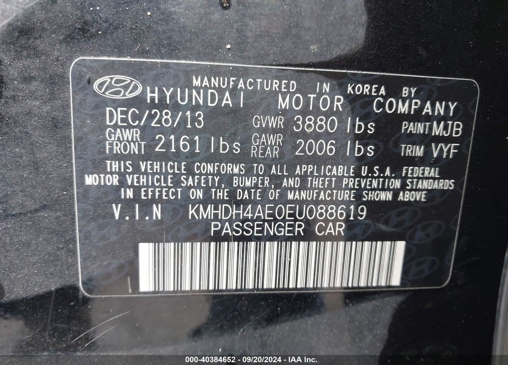 2014 HYUNDAI ELANTRA SE VIN: KMHDH4AE0EU088619