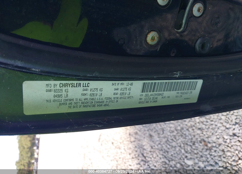 2009 DODGE CHALLENGER SE VIN: 2B3LJ44V29H588422
