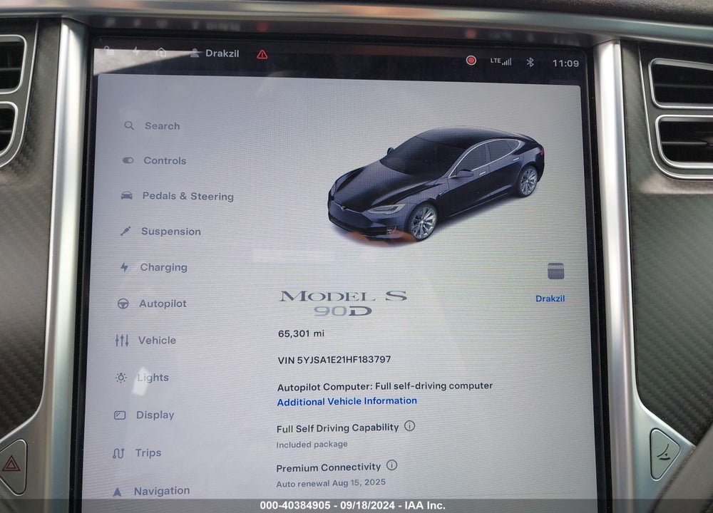 2017 TESLA MODEL S VIN: 5YJSA1E21HF183797