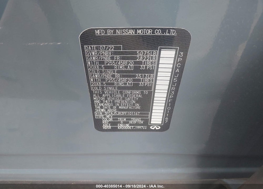 2023 INFINITI QX55 LUXE AWD VIN: 3PCAJ5JR3PF101167