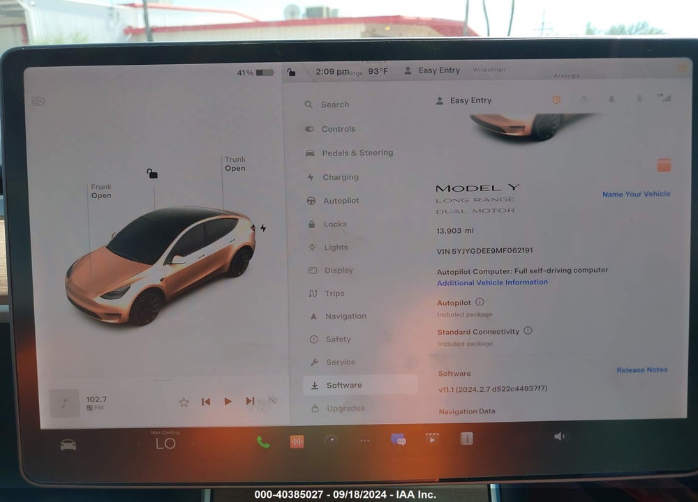 2021 TESLA MODEL Y LONG RANGE DUAL MOTOR ALL-WHEEL DRIVE VIN: 5YJYGDEE9MF062191