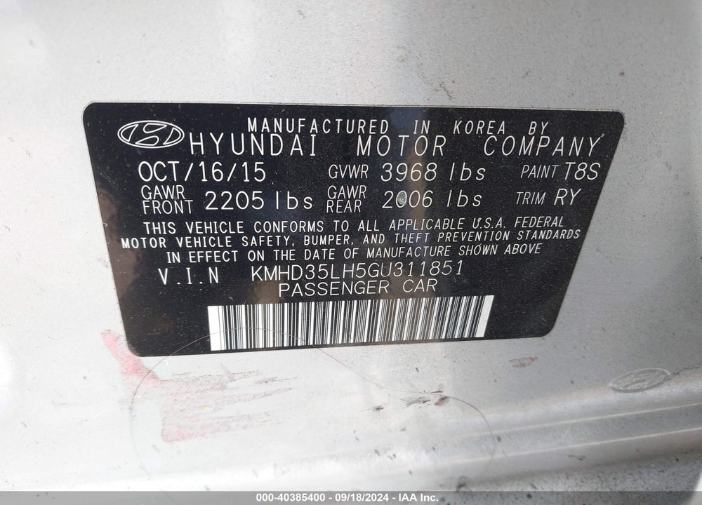 2016 HYUNDAI ELANTRA GT VIN: KMHD35LH5GU311851