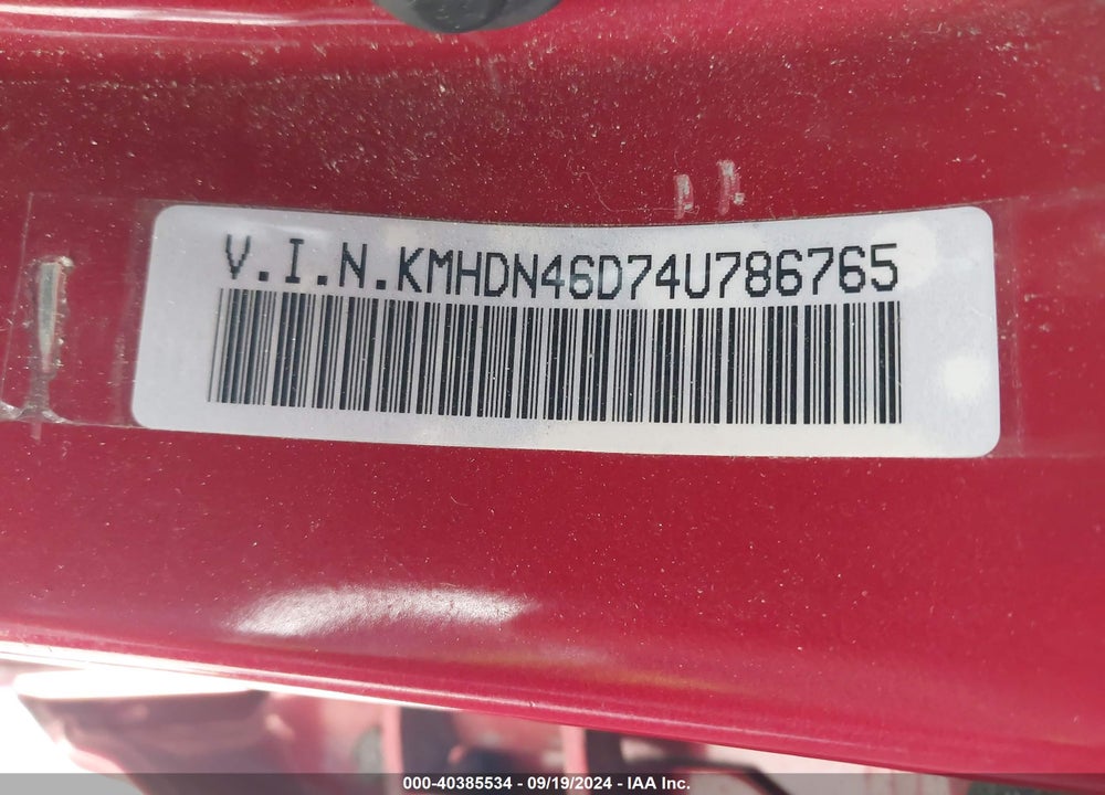 2004 HYUNDAI ELANTRA GLS/GT VIN: KMHDN46D74U786765