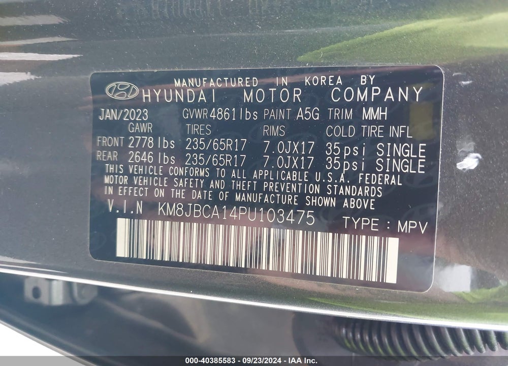 2023 HYUNDAI TUCSON HYBRID BLUE VIN: KM8JBCA14PU103475