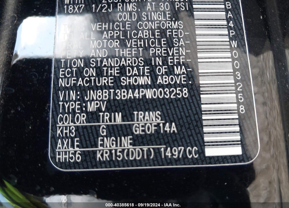 2023 NISSAN ROGUE SV FWD VIN: JN8BT3BA4PW003258