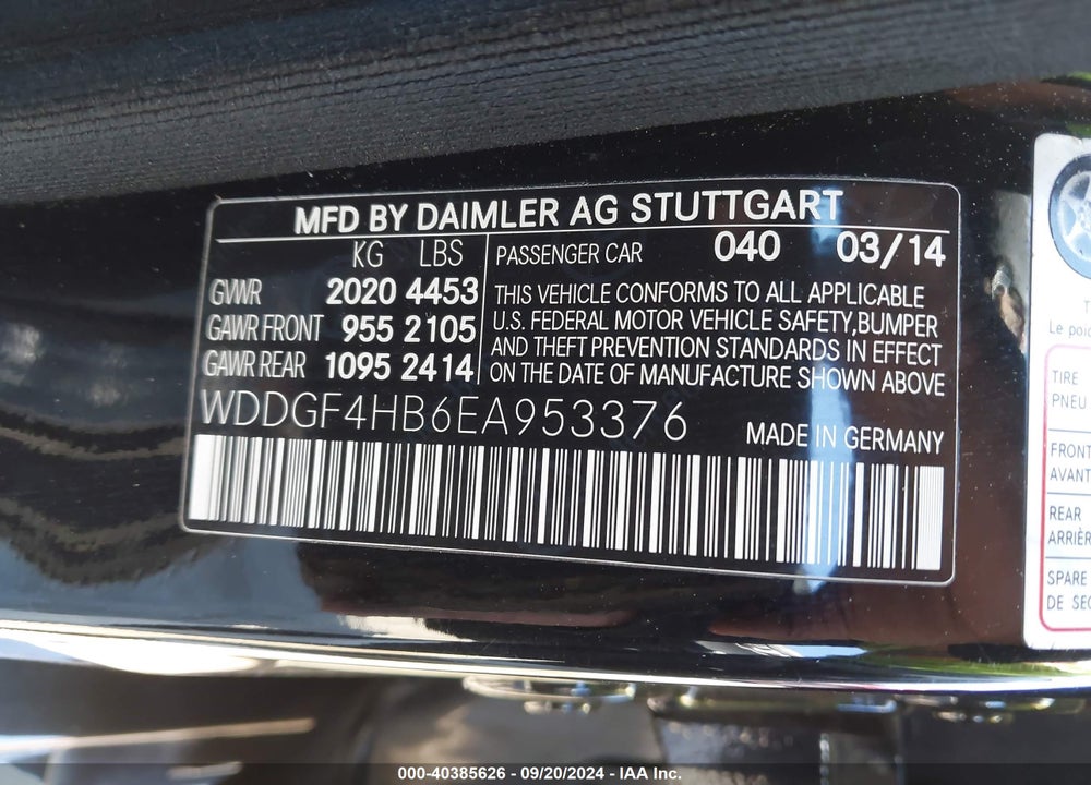 2014 MERCEDES-BENZ C 250 LUXURY/SPORT VIN: WDDGF4HB6EA953376