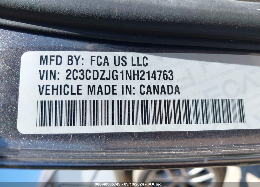 2022 DODGE CHALLENGER GT VIN: 2C3CDZJG1NH214763