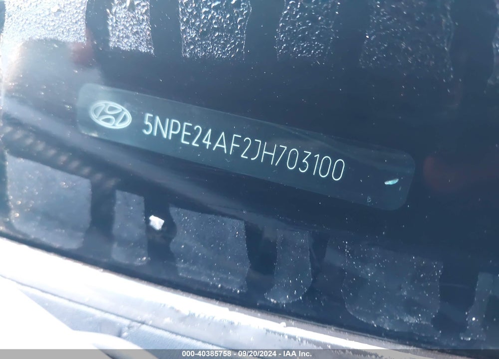 2018 HYUNDAI SONATA SE VIN: 5NPE24AF2JH703100
