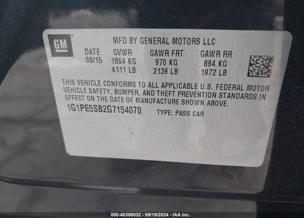 2016 CHEVROLET CRUZE LIMITED 1LT AUTO VIN: 1G1PE5SB2G7154070
