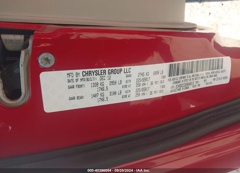 2013 DODGE GRAND CARAVAN SXT VIN: 2C4RDGCG3DR648313