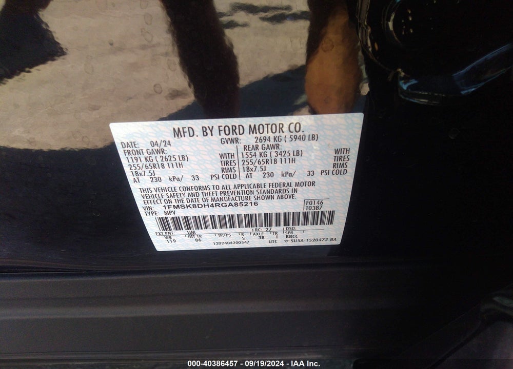 2024 FORD EXPLORER XLT VIN: 1FMSK8DH4RGA85216