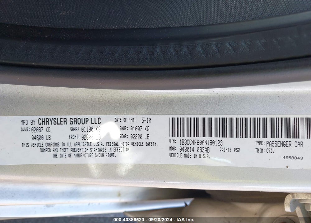 2010 DODGE AVENGER SXT VIN: 1B3CC4FB0AN180123