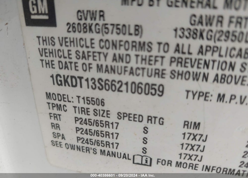 2005 GMC ENVOY DENALI VIN: 1GKET63M852360938