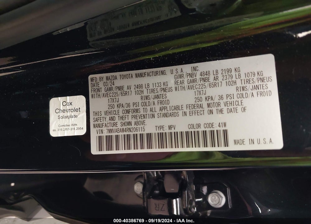 2024 MAZDA CX-50 2.5 S SELECT VIN: 7MMVABAM4RN206115