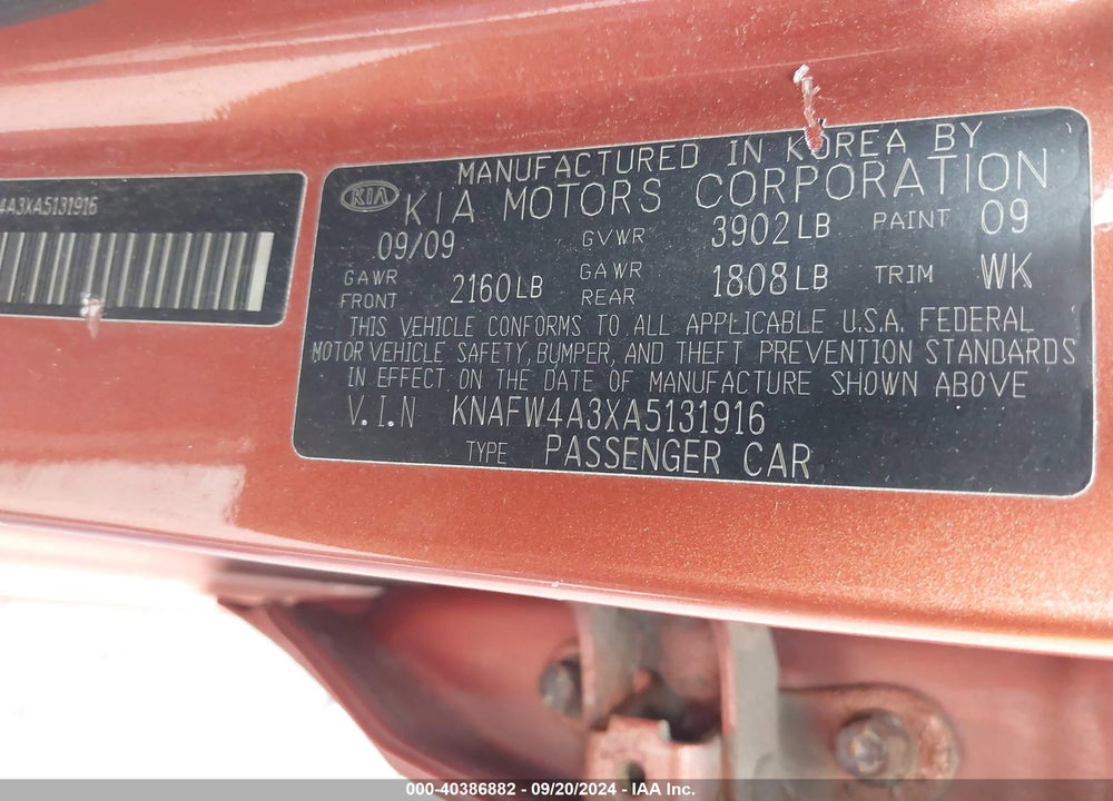 2010 KIA FORTE SX VIN: KNAFW4A3XA5131916