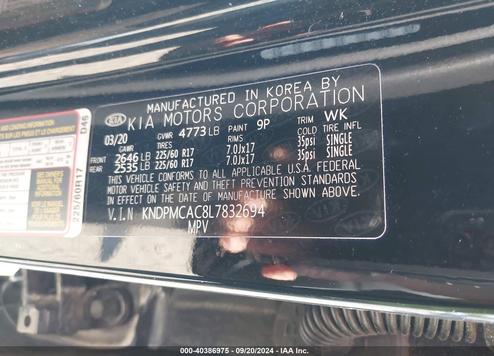 2020 KIA SPORTAGE LX VIN: KNDPMCAC8L7832694