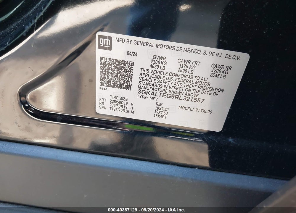 2024 GMC TERRAIN AWD SLE VIN: 3GKALTEG9RL321557