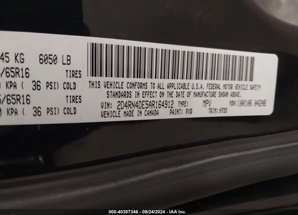 2010 DODGE GRAND CARAVAN SE VIN: 2D4RN4DE5AR164912