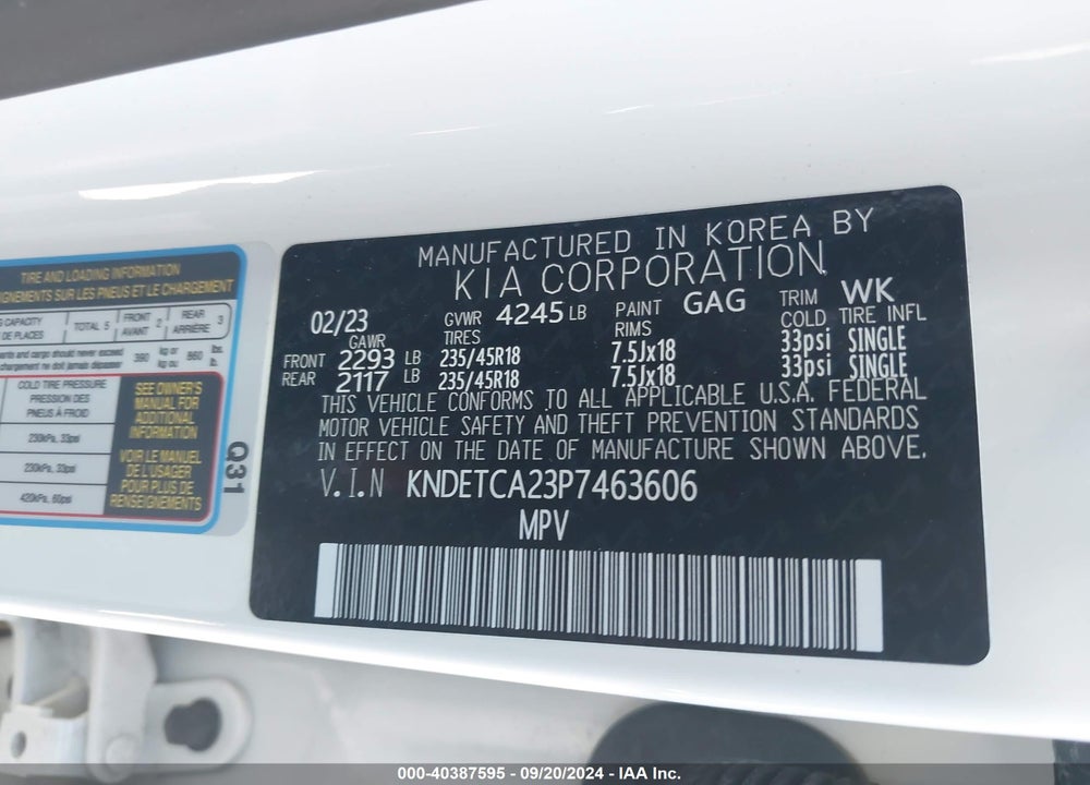 2023 KIA SELTOS VIN: KNDETCA23P7463606