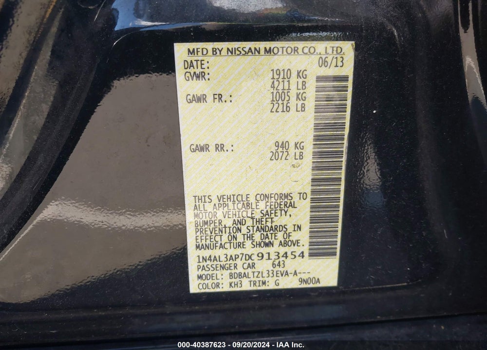 2013 NISSAN ALTIMA 2.5 SV VIN: 1N4AL3AP7DC913454