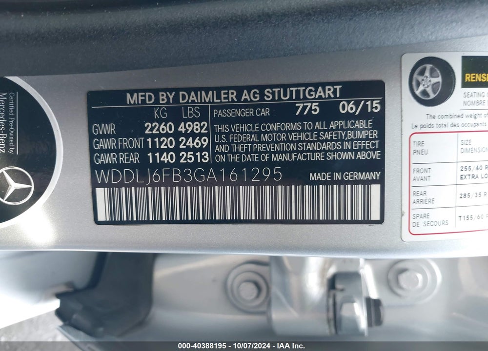 2016 MERCEDES-BENZ CLS 400 VIN: WDDLJ6FB3GA161295