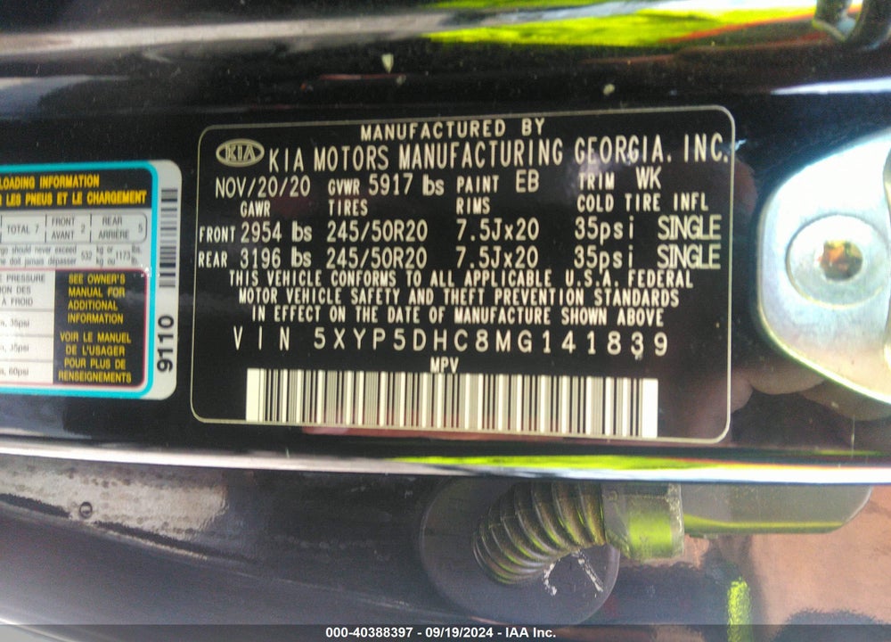 2021 KIA TELLURIDE SX VIN: 5XYP5DHC8MG141839