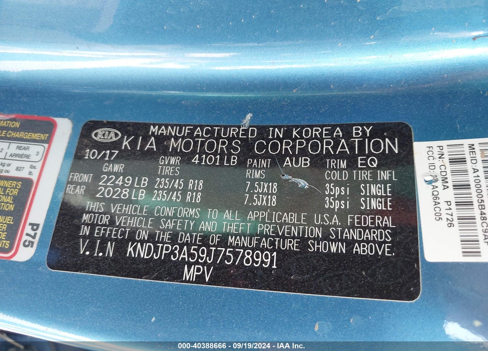2018 KIA SOUL VIN: KNDJP3A59J7578991