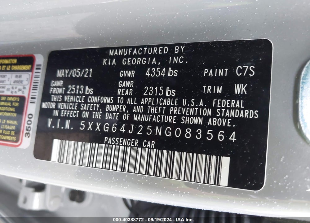 2022 KIA K5 GT LINE VIN: 5XXG64J25NG083564