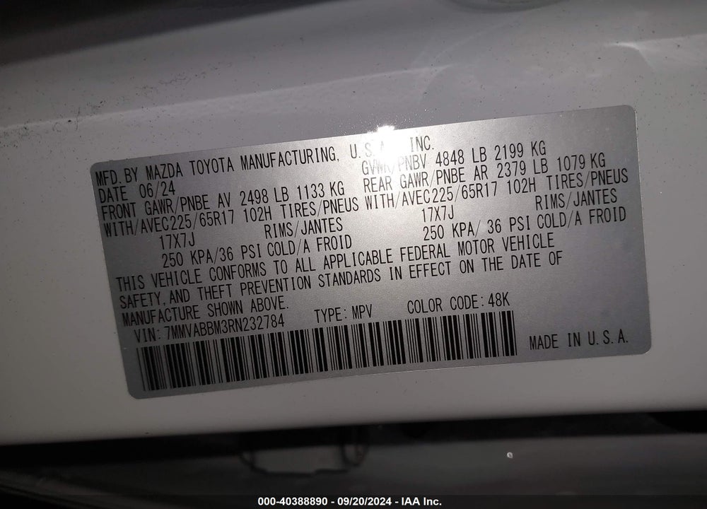 2024 MAZDA CX-50 2.5 S PREFERRED VIN: 7MMVABBM3RN232784