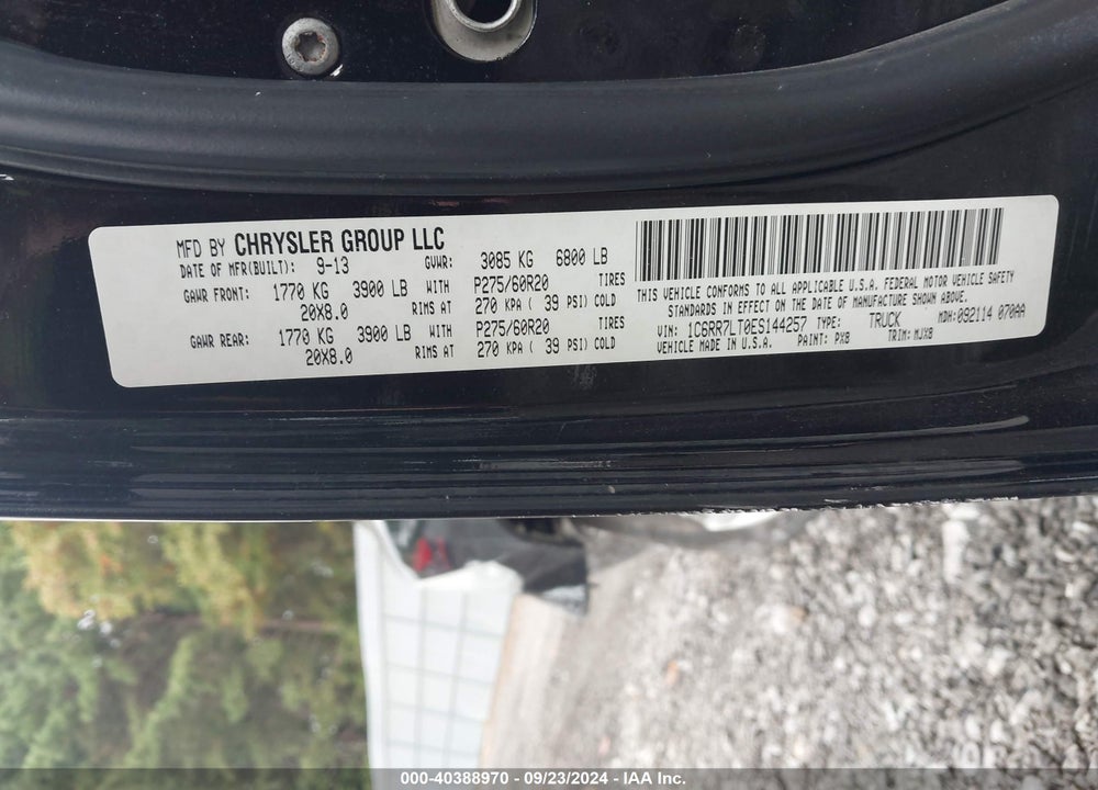 2014 RAM 1500 BIG HORN VIN: 1C6RR7LT0ES144257