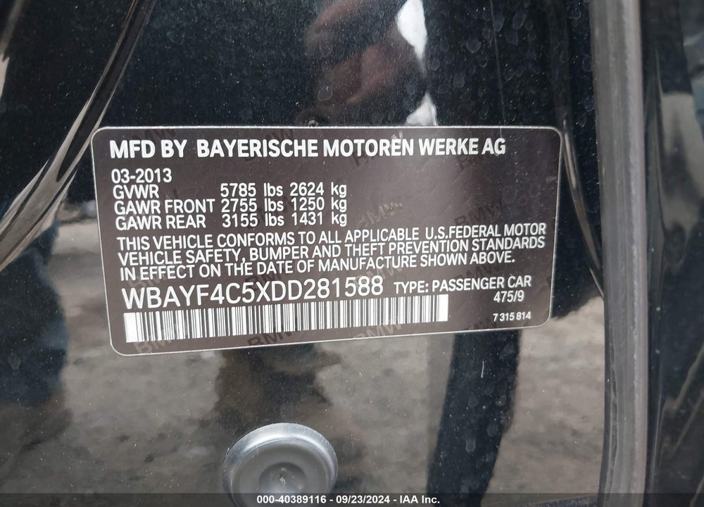 2013 BMW 740LI XDRIVE VIN: WBAYF4C5XDD281588