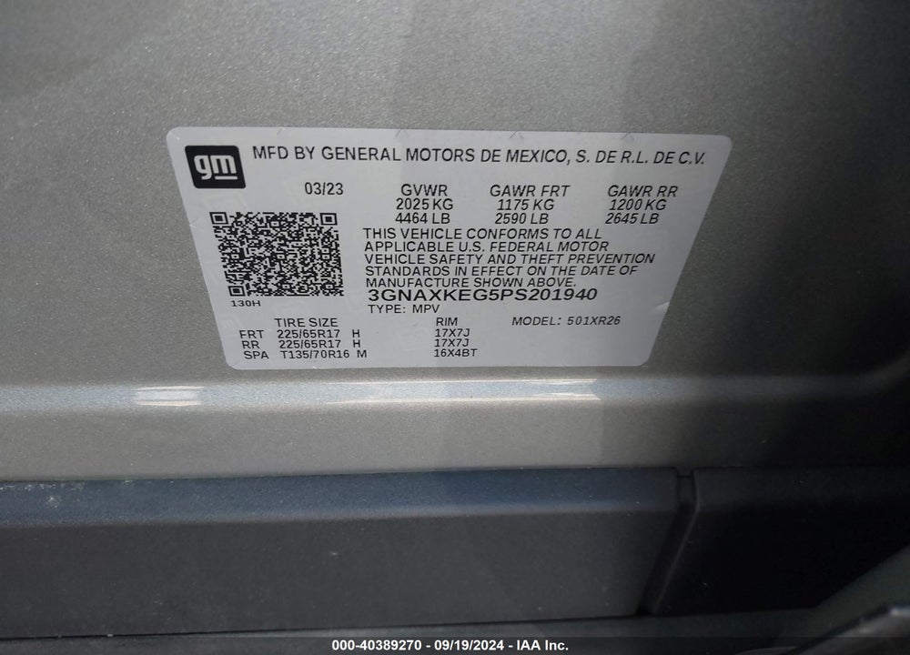 2023 CHEVROLET EQUINOX FWD LT VIN: 3GNAXKEG5PS201940