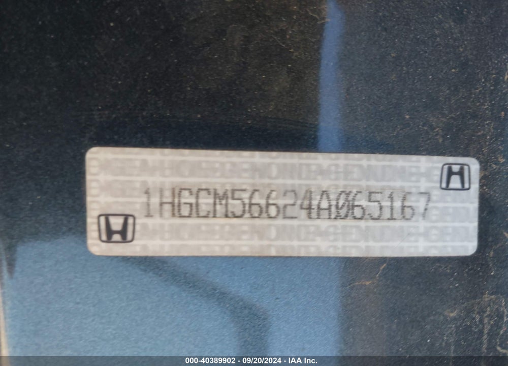 2004 HONDA ACCORD 2.4 EX VIN: 1HGCM56624A065167
