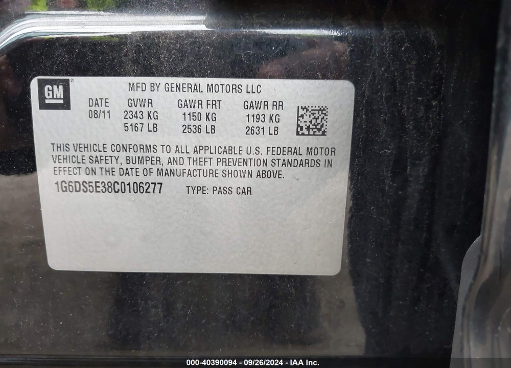 2012 CADILLAC CTS PREMIUM VIN: 1G6DS5E38C0106277