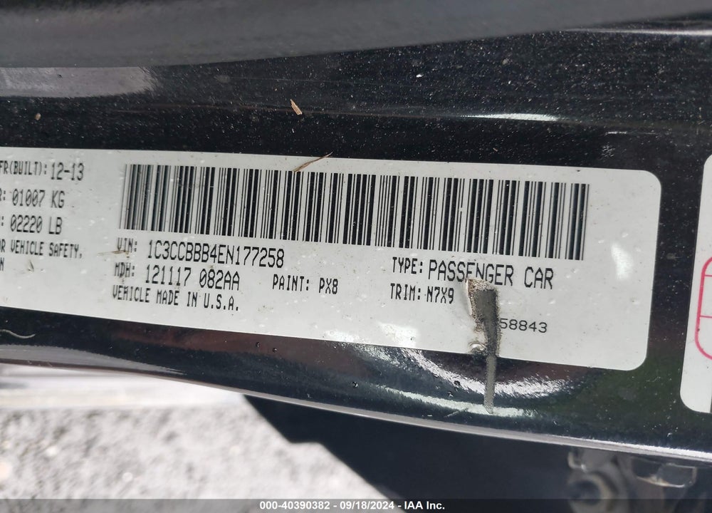 2014 CHRYSLER 200 TOURING VIN: 1C3CCBBB4EN177258